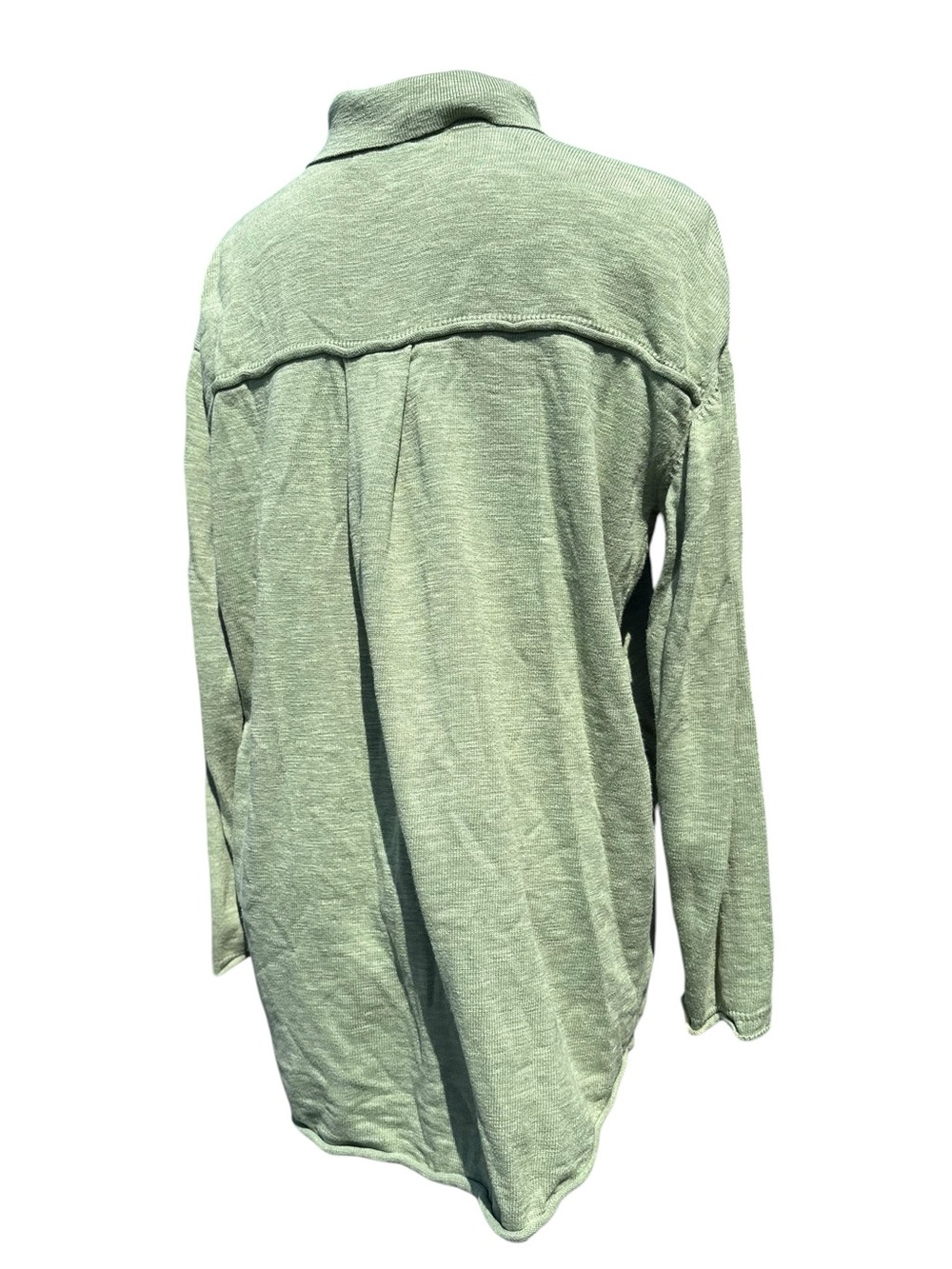 Free People Beach Oversized Green Button Up Linen Blend Sweater Medium - Picture 9 of 13